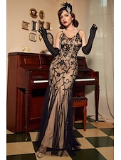 cheap Dresses-Retro Vintage Roaring 20s 1920s Flapper Dress Dress Christmas Party Dress The Great Gatsby Wedding Guest Sequins Women&#039;s Carnival Masquerade Wedding Wedding Guest Party / Evening Adults&#039; Dress