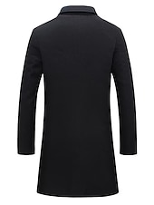 billiga Trenchcoat för män-Herr Vinterkappa Rock Trenchcoat Kontor &amp; Karriär Dagliga kläder Vinter Polyester Håller värmen Vindtät Ytterkläder Kläder Mode Uppvärmning Slät Ficka Kavajslag Enkelknäppt