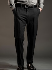 cheap Slim-Men&#039;s Dress Pants Trousers Suit Pants Tweed Pants Pocket Plain Comfort Breathable Outdoor Daily Going out Fashion Casual Black Light Grey