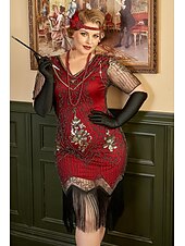 billige Kjoler-Retro / vintage De livlige 20-årene 1920-tallet Flapper kjole Kjoler Julefestkjole Den store Gatsby Bryllupsgjest Paljetter Dame Halloween Karneval Maskerade Karneval Bryllup Bryllupsgjest Voksne