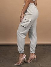 levne dámské cargo kalhoty-dámské cargo khaki kalhoty dlouhé bavlněné mikroelastické vysoký pas móda streetwear denní jablko zelená černá s m podzim zima