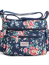 preiswerte Umhängetaschen-Umhängetasche für Damen mit Blumendruck – leichte, wasserabweisende Schultertasche mit mehreren Taschen für den täglichen Gebrauch