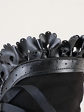  Botas femininas estilo vitoriano gótico com cadarço e acabamento em laço e babados – botas elegantes inspiradas em Gatsby para cosplay, festas à fantasia e moda vintage