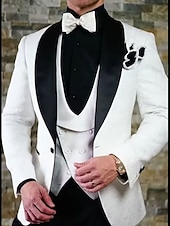 cheap Dinner Party-Men&#039;s Wedding Party Tuxedos Homecoming Black Burgundy Printing Standard Fit 3 Piece Single Breasted One-button