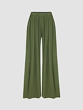 preiswerte weites Bein und hohe Taille-Damen-Kleiderhose mit weitem Bein, lange Hose, Modaltasche, mikroelastisch, hohe Taille, Mode, Streetwear, Straße, Alltag, Weiß/Schwarz, Schwarz, S, M, Herbst, Winter