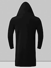 billiga Trenchcoat för män-Herr Trenchcoat Kappa med huva Utomhus Dagliga kläder Höst vinter Polyester Ytterkläder Kläder Mode Streetwear Slät Ficka Huva