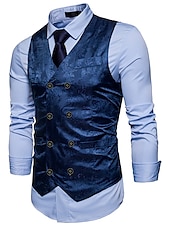abordables Gilets-Homme Gilet Formel Mariage Soirée Scène Casual Chic Polyester Géométrique Col V Standard Noir Blanche Jaune Rouge Gilet