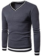 economico maglione pullover da uomo-Per uomo Felpa Pullover Maglione Maglione A coste Maglia Standard Taglio attillato Lavorato a maglia Banda A V Contemporaneo moderno Ufficio Da tutti i giorni Abbigliamento Autunno inverno Nero Bianco