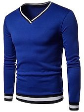 economico maglione pullover da uomo-Per uomo Felpa Pullover Maglione Maglione A coste Maglia Standard Taglio attillato Lavorato a maglia Banda A V Contemporaneo moderno Ufficio Da tutti i giorni Abbigliamento Autunno inverno Nero Bianco