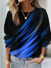 abordables Tienda Gráfica Sudaderas &amp; Sudores-Sudadera de mujer, jersey con gráfico urbano, informal, básica, cuello redondo, manga larga, top microelástico, caída&amp;amp;Tejido suave, transpirable y cómodo para el invierno.