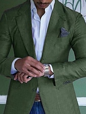 cheap Men&#039;s Classic Blazers-Men&#039;s Graduation Lightweight Jacket Lightweight Coat Casual Formal Evening Party &amp; Evening Fashion Casual Spring &amp;  Fall Polyester Plain Pocket Casual / Daily Single Breasted Blazer Purple Green