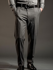 cheap Slim-Men&#039;s Dress Pants Trousers Suit Pants Tweed Pants Pocket Plain Comfort Breathable Outdoor Daily Going out Fashion Casual Black Light Grey