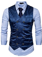 abordables Gilets-Homme Gilet Formel Mariage Soirée Scène Casual Chic Polyester Géométrique Col V Standard Noir Blanche Jaune Rouge Gilet