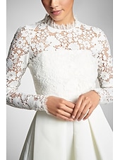 economico Abiti da cocktail-Abiti da cocktail A-Line abito sexy ospite matrimonio festa tè lunghezza maniche lunghe collo alto tessuto elasticizzato con pieghe abiti