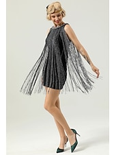 olcso Ruhák-Retró Ordító 20-as évek 1920-as évek Flapper ruha Ruhák A nagy Gatsby Esküvői Vendég Rojt Jelmez Női Farsang Álarcos mulatság Esküvő Esküvői vendég Buli / Este Felnőttek Ruha Hazatérő ruhák