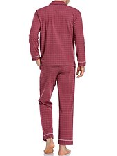 baratos Pijamas-Homens Loungewear Roupa de Dormir Conjunto de Pijama Top e calça de pijama 2 Peças Xadrez à moda Casual Conforto Casa Diário Algodão Poliéster Conforto Lapela Manga Longa Camisa Social Calça Com