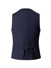 abordables Chalecos-Hombre Chaleco Negocio Ropa Cotidiana Fiesta y Noche Moda Básico Primavera &amp; Otoño Retazos Poliéster Cómodo Plano Botonadura Simple Escote en Pico Ajuste regular Negro Rojo Azul Marino Gris Chaleco