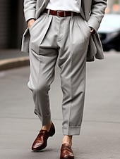 tanie Luźny-Męskie Garnitury Spodnie Plisowane spodnie Spodnie garniturowe Kieszeń Równina Komfort Oddychający Na zewnątrz Codzienny Wyjściowe Moda Codzienny Czarny Khaki