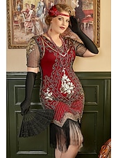 billige Kjoler-Retro / vintage De livlige 20-årene 1920-tallet Flapper kjole Kjoler Julefestkjole Den store Gatsby Bryllupsgjest Paljetter Dame Halloween Karneval Maskerade Karneval Bryllup Bryllupsgjest Voksne
