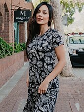 cheap Print Casual Dress-Floral Crew Neck Maxi Dress