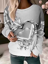abordables Tienda Gráfica Sudaderas &amp; Sudores-Sudadera de mujer con estampado gráfico, informal, deportiva, activa, neón&amp;amp;Top de manga larga con cuello redondo brillante y caída microelástica&amp;amp;Tejido suave, transpirable y cómodo para el