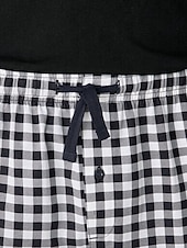 preiswerte Pyjamas-Herren Hausanzug Schlafanzüge Schlafanzug Set Pyjama-Oberteil und Hose 2 Stück Plaid Stilvoll Brautkleider schlicht Komfort Heim Täglich Baumwollmischung Komfort Rundhalsausschnitt Langarm T Shirt