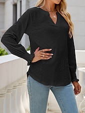 abordables Sweatshirts et Hoodies Texturés-Chemise Chemisier Femme Noir Blanche Rose Claire Couleur unie Ouvert du quotidien Mode Col de Chemise Standard S