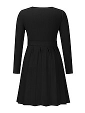 abordables Robes en tricot-Robe Pull Robe en maille Femme Mini robe Extérieur du quotidien Sortie manche longue Surplis nouer devant Tricot Mode Plein Ample 2023 Noir Vert Kaki S M L XL XXL