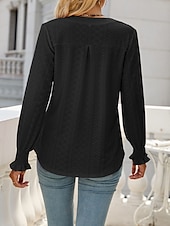 abordables Sweatshirts et Hoodies Texturés-Chemise Chemisier Femme Noir Blanche Rose Claire Couleur unie Ouvert du quotidien Mode Col de Chemise Standard S