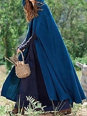 abordables Abrigos de Invierno-Mujer Capa / Capas Exterior Ropa Cotidiana Noche Otoño Invierno Largo Abrigo Ajuste regular Resistente al Viento Mantiene abrigado Elegante Estilo clásico Casual Chaquetas Manga 3/4 Plano Demasiado