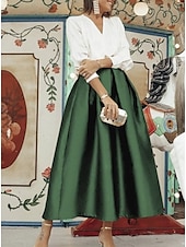 abordables Robes de cocktail-Robes Cocktail Deux Pièces Élégantes à la Plage Robe de Fête Robe de Mariage Mi-Longue Longue Manche V Col Satin avec Plis Robes