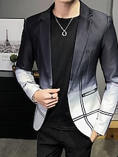 preiswerte Herren bedruckte Blazer-Herren Blumen Karo Langarm Umlegekragen Mode Streetwear Geschäftlich Arbeit Büro-Outfit Ausgehen Knöpfe Druck