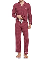 baratos Pijamas-Homens Loungewear Roupa de Dormir Conjunto de Pijama Top e calça de pijama 2 Peças Xadrez à moda Casual Conforto Casa Diário Algodão Poliéster Conforto Lapela Manga Longa Camisa Social Calça Com