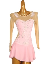 preiswerte Eiskunstlaufkleider-Eiskunstlaufkleid Damen Mädchen Eislaufen Kleider Austattungen Hellgelb Yan-pink  Violett Blume Gitter Spandex Spitze Hochelastisch Ausbildung Wettbewerb Eiskunstlaufkleidung Blume Dummes Licht