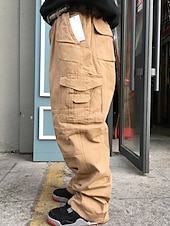 economico Pantaloni cargo-Per uomo Pantaloni cargo Pantaloni militari Tasche Liscio Comfort Traspirante Esterno Giornaliero Per uscire Informale Grande e alto Nero Verde