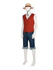 olcso Anime kosztümök-Óceáni kalandor Kapitány Szalmakalapos kalóz Anime Cosplay öltönyök Mindszentek napja Farsang Mellény Nadrágok Kalap Kompatibilitás Férfi Felnőttek