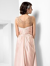 cheap Weddings &amp; Events-Sheath / Column V Neck Floor Length Satin Chiffon Dress with Beading / Criss Cross by TS Couture®