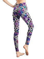 cheap Graphic Leggings-Women&#039;s Leggings Active Fashion Full Length High Waist Leopard Gradient Snake Print Elastic Waist Print Breathable Soft Comfortable Micro-elastic Outdoor Vacation Home Leopard Print 0358 blue and
