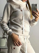abordables Chándal de mujer-Mujer Pijamas Conjuntos Cálido Moda Felpa Color puro Sudadera Pantalón Hogar Diario Cama Manga Larga Sudadera Negro Rosa Azul Piscina Gris Claro Otoño Invierno