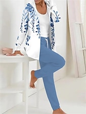 cheap Women&#039;s Tracksuits-Women&#039;s 2 Pieces Hoodie Tracksuits Pants Sets Active Daily Pants Trousers Long Sleeve Hooded Floral Drawstring Print Outdoor Casual Black Pink Red Fall &amp; Winter Regular Fit