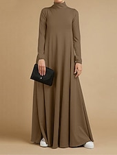 cheap Black Dress-Women&#039;s Black Dress Long Dress Maxi Dress Pocket Daily Vacation Fashion Basic Stand Collar Long Sleeve Black Pink Blue Color