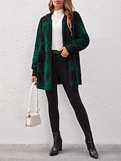 economico Giacche in finta pelle-Per donna Giacca in pile Cappotto teddy Giacca con cappuccio Tenere al caldo Traspirante Tasche In pile Informale Stile di strada Righe e Plaid Da mare San Valentino Strada Da tutti i giorni