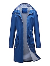 billiga hoodie jacka-Dam Trenchcoat Utomhus Gata Dagligen Höst Vinter Lång Täcka Normal Regnsäker Håller värmen Andningsfunktion Stylish Nutida Ledigt Jacka Långärmad Slät Snörning Med fickor Svart Gul Vin