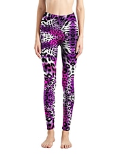 cheap Graphic Leggings-Women&#039;s Leggings Active Fashion Full Length High Waist Leopard Gradient Snake Print Elastic Waist Print Breathable Soft Comfortable Micro-elastic Outdoor Vacation Home Leopard Print 0358 blue and