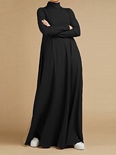cheap Black Dress-Women&#039;s Black Dress Long Dress Maxi Dress Pocket Daily Vacation Fashion Basic Stand Collar Long Sleeve Black Pink Blue Color