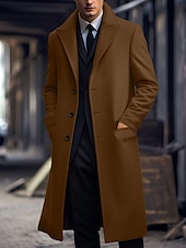 billige Trenchcoat for menn-Herre Vinterfrakk Ytterfrakk Lang trenchcoat utendørs Dagligdagstøy Høst vinter Polyester Hold Varm Vindtett jakke Yttertøy Klær Mote Gatemote عادي Knaphul Dobbeltkneppet