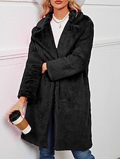 billige sherpa jakker-Dame Fleece-jakke Teddyfrakk Hold Varm Pustende Fleece Lined Fritid Gate stil عادي Feriereise Gate Dagligdagstøy Ut på byen Åpen Forside Lang Aftæpning Normal Langermet Yttertøy Svart Vin Fuksia Høst