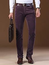 economico Sottile-Per uomo Pantaloni Eleganti Pantaloni in velluto a coste Pantaloni Tasca Semplice Comodità Traspirante Ufficio Affari Cáqui Escuro Nero