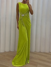 ieftine Rochii de Gală-Pentru femei Rochie neagra Rochie de bal Rochie de petrecere Crăpătură Stil Nautic Fără manșon Invitat la nunta Ocazie specială Trifoi Primăvară Iarnă