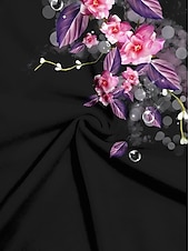 billige Blomster t-skjorte-Dame T skjorte Trykt mønster Blomstret Blomster Grunnleggende Kortermet Rund hals Vanlige topper Ferie Helg Blå Gul Rosa